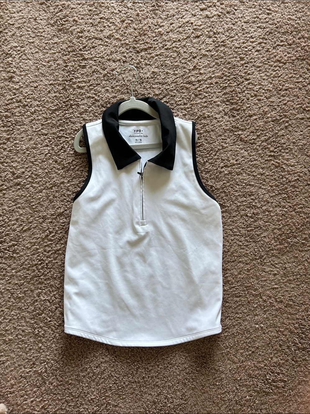 abercrombie kids White Sleeveless Polo Tank with Black Trim